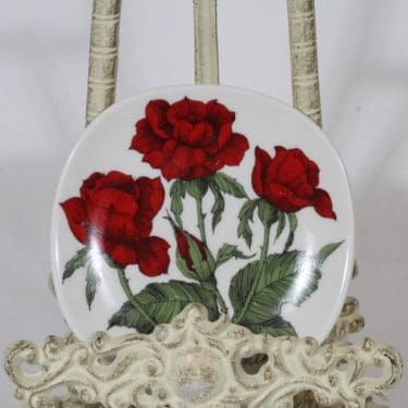 Arabia Rosa koristelautanen, Rosa polyantha, suunnittelija Esteri Tomula, Rosa polyantha, pieni, serikuva