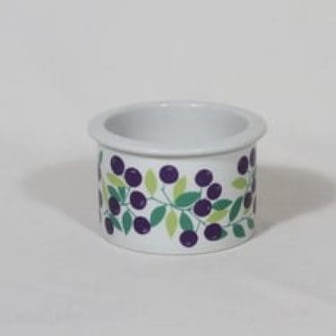 Arabia Pomona purnukka, mustikka, suunnittelija Raija Uosikkinen, mustikka, pieni, serikuva, retro