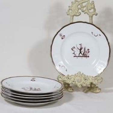 Arabia Diana lautaset, pieni, 5 kpl, suunnittelija Einar Forseth, pieni, siirtokuva, art deco