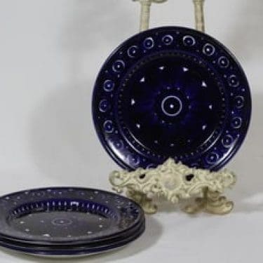 Arabia Valencia lautaset, käsinmaalattu, 4 kpl, suunnittelija Ulla Procope, käsinmaalattu, pieni, signeerattu