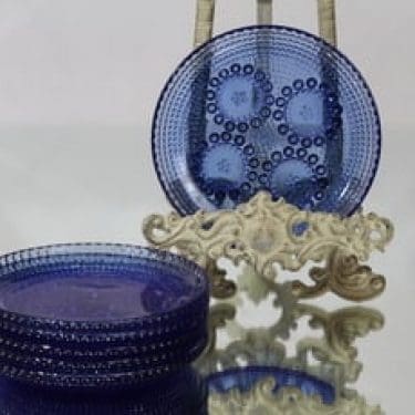 Riihimäen lasi Grapponia lautaset, sininen, 6 kpl, suunnittelija Nanny Still, pieni