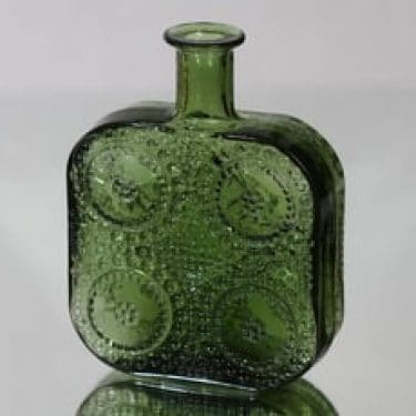 Riihimäen lasi Grapponia koristepullo, vihreä, suunnittelija Nanny Still,