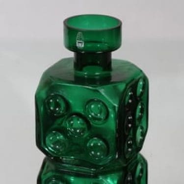 Riihimäen lasi Arpa on heitetty maljakko, vihreä, suunnittelija Erkkitapio Siiroinen,