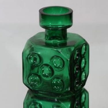 Riihimäen lasi Arpa on heitetty maljakko, vihreä, suunnittelija Erkkitapio Siiroinen,