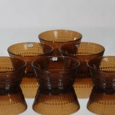 Nuutajärvi Kastehelmi annoskulhot, ruskea, 6 kpl, suunnittelija Oiva Toikka,