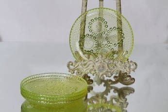 Riihimäen lasi Grapponia lautaset, keltainen, 4 kpl, suunnittelija Nanny Still, pieni