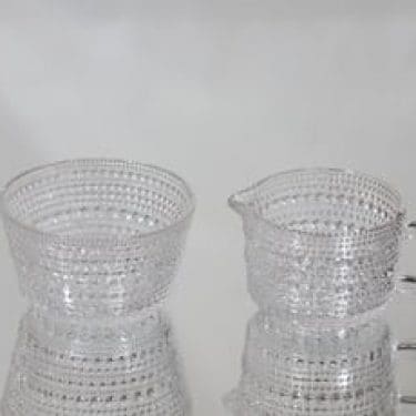 Nuutajärvi Kastehelmi sokerikko ja kermakko, kirkas, suunnittelija Oiva Toikka,