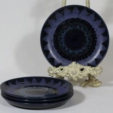 Arabia Kuutamo lautaset, käsinmaalattu, 4 kpl, suunnittelija Hilkka-Liisa Ahola, käsinmaalattu, pieni, signeerattu