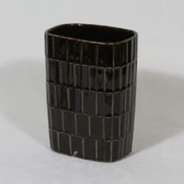 Arabia maljakko, ruskea, suunnittelija Göran Bäck, funktionalismi