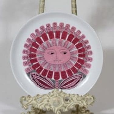 Arabia Daisy lasten lautanen, punainen, suunnittelija Esteri Tomula, serikuva, retro