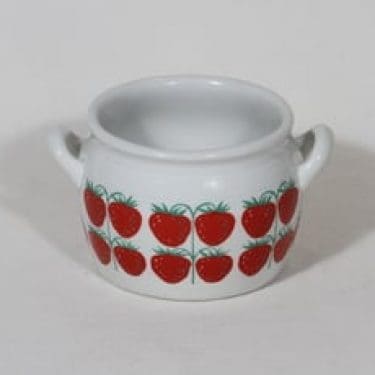 Arabia Pomona ruukku, mansikka, suunnittelija Raija Uosikkinen, mansikka, 0.5 l, serikuva, retro