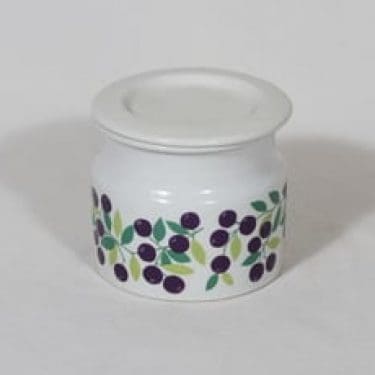 Arabia Pomona purnukka, mustikka, suunnittelija Raija Uosikkinen, mustikka, suuri, serikuva