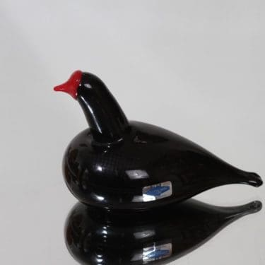 Nuutajärvi koristelintu, Nokikana / Bald Coot, suunnittelija Oiva Toika, Nokikana / Bald Coot, signeerattu