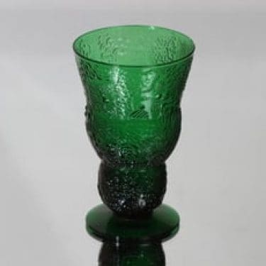 Nuutajärvi Fauna viinilasi, vihreä, suunnittelija Oiva Toikka,