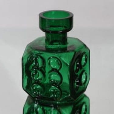 Riihimäen lasi Arpa on heitetty maljakko, vihreä, suunnittelija Erkkitapio Siiroinen,