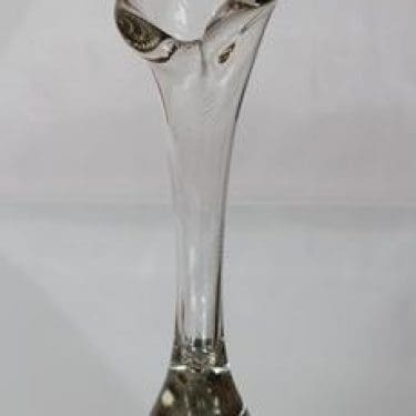 Humppila Kalla maljakko, kirkas, suunnittelija Mikko Helander, suuri, viivahiottu