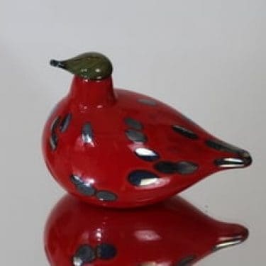 Nuutajärvi koristelintu, signeerattu, suunnittelija Oiva Toikka, signeerattu, pieni