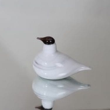 Nuutajärvi koristelintu, valkoinen, suunnittelija Oiva Toikka, pieni, signeerattu