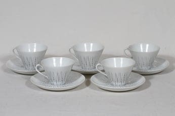 Arabia Stella coffee cups, stripe decorative, 5 pcs, Raija Uosikkinen