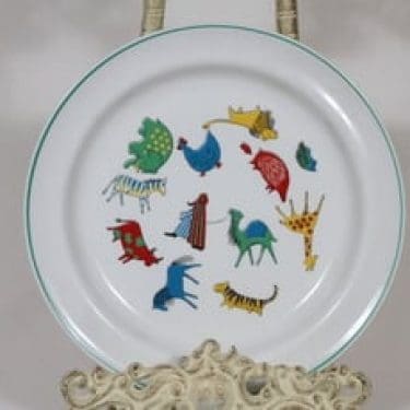 Arabia Zoo lasten lautanen, matala, suunnittelija Anja Juurikkala, matala, serikuva, eläinaihe