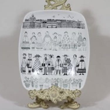 Arabia Kauppatori koristelautanen, suunnittelija Raija Uosikkinen, kuparipainokoriste