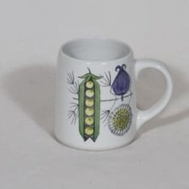 Arabia Vegeta muki, käsinmaalattu, suunnittelija Esteri Tomula, käsinmaalattu, 40 cl, painettu