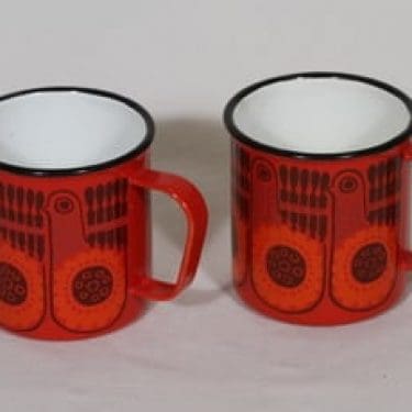 Finel Lintu mukit, punainen, 2 kpl, suunnittelija , serikuva, retro