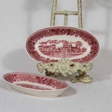 Arabia Maisema vadit, punainen, 2 kpl, suunnittelija , pieni, soikea, kuparipainokoriste