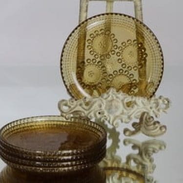 Riihimäen lasi Grapponia lautaset, amber, 5 kpl, suunnittelija , pieni