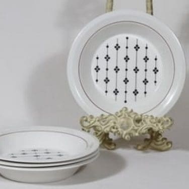 Arabia Kartano lautaset, syvä, 4 kpl, suunnittelija Esteri Tomula, syvä, serikuva