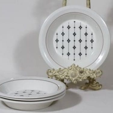 Arabia Kartano lautaset, syvä, 4 kpl, suunnittelija Esteri Tomula, syvä, serikuva
