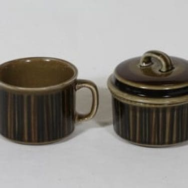 Arabia Kosmos sokerikko ja kermakko, suunnittelija Gunvor Olin-Grönqvist, puhalluskoriste, retro