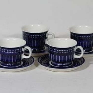 Arabia Valencia kahvikupit, 16 cl, 4 kpl, suunnittelija Ulla Procope, 16 cl, käsinmaalattu, signeerattu