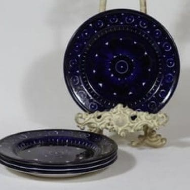 Arabia Valencia lautaset, signeerattu, 4 kpl, suunnittelija Ulla Procope, signeerattu, pieni, käsinmaalattu