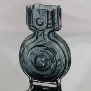 Riihimäen lasi Aitanlukko maljakko, siniharmaa, suunnittelija Helena Tynell,