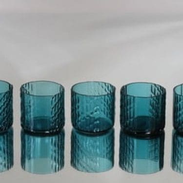 Riihimäen lasi Flindari lasit, turkoosi, 5 kpl, suunnittelija Nanny Still,