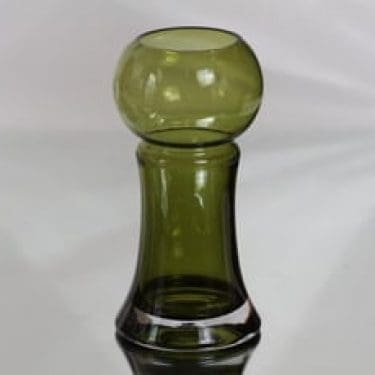 Riihimäen lasi Sirkka maljakko, oliivinvihreä, suunnittelija Tamara Aladin,