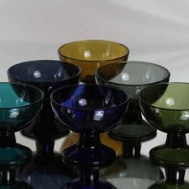 Nuutajärvi 5376 annosmaljat, eri värejä, 6 kpl, suunnittelija Saara Hopea,