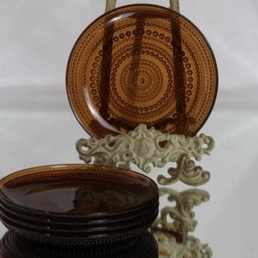 Nuutajärvi lautaset, ruskea, 5 kpl, suunnittelija Oiva Toikka, pieni