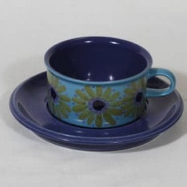 Arabia S teekuppi, käsinmaalattu, suunnittelija Hilkka-Liisa Ahola, käsinmaalattu, signeerattu, retro