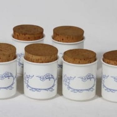 Arabia Sininen maustepurkit, 16 cl, 6 kpl, suunnittelija Raija Uosikkinen, 16 cl