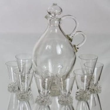Iittala Ryppy karahvi ja lasit, kirkas, 7 kpl, suunnittelija Erkki Vesanto,