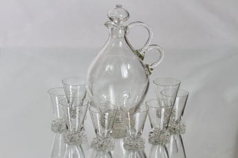 Iittala Ryppy karahvi ja lasit, kirkas, 7 kpl, suunnittelija Erkki Vesanto,