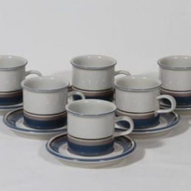 Arabia Uhtua kahvikupit, 6 kpl, suunnittelija , raitakoriste