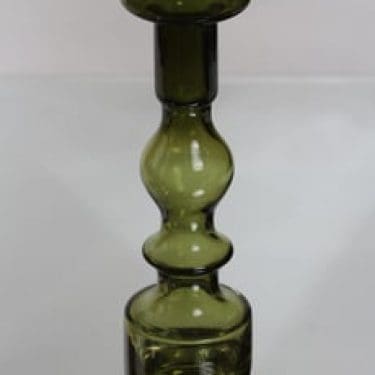 Riihimäen lasi Pompadour kynttilänjalka, oliivinvihreä, suunnittelija Nanny Still,