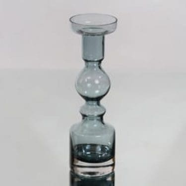 Riihimäen lasi Pompadour kynttilänjalka, siniharmaa, suunnittelija Nanny Still,