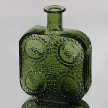 Riihimäen lasi Grapponia koristepullo, vihreä, suunnittelija Nanny Still,