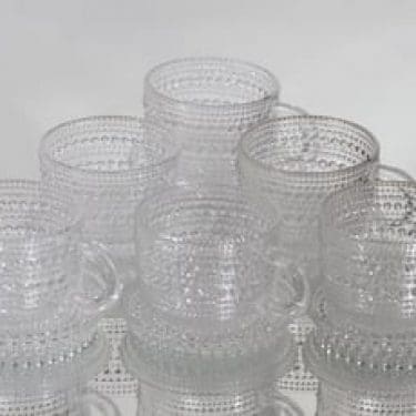 Nuutajärvi Kastehelmi kahvikupit, kirkas, 6 kpl, suunnittelija Oiva Toikka,