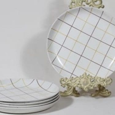 Arabia Verkko lautaset, matala, 5 kpl, suunnittelija Raija Uosikkinen, matala, käsinmaalattu