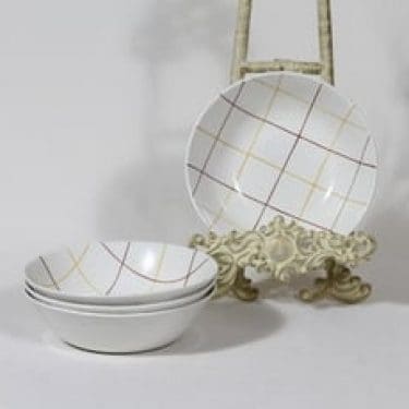 Arabia Verkko lautaset, syvä, 4 kpl, suunnittelija Raija Uosikkinen, syvä, käsinmaalattu